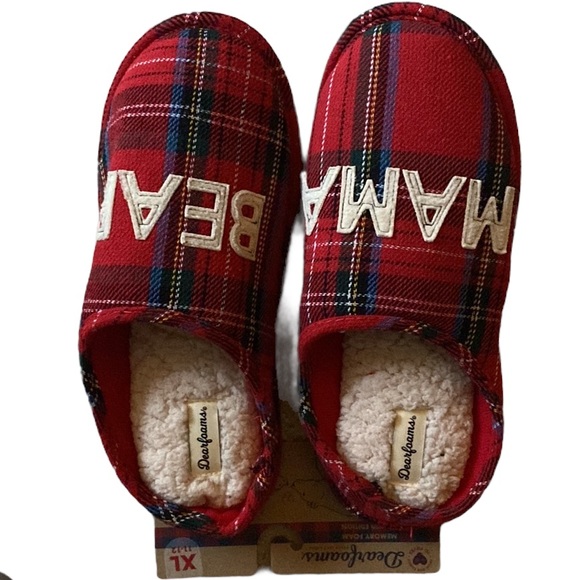 NEW Dearfoams “mama bear” plaid slippers (9/10 and 11/12) - Picture 2 of 10